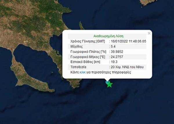 Ισχυρός σεισμός 5,4 Ρίχτερ στο Άγιο Όρος